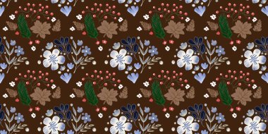 Güz Kış Şablonu Kapak, Bayrak ve Notlar için Arkaplan Çizimi. Sonbahar Estetik Arkaplanı. Bitki ve Çiçek Desenli Arkaplan. 