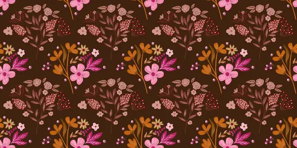 Güz Kış Şablonu Kapak, Bayrak ve Notlar için Arkaplan Çizimi. Sonbahar Estetik Arkaplanı. Bitki ve Çiçek Desenli Arkaplan. 