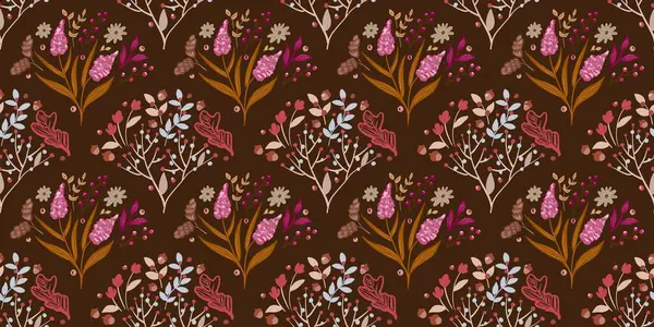 Güz Kış Şablonu Kapak, Bayrak ve Notlar için Arkaplan Çizimi. Sonbahar Estetik Arkaplanı. Bitki ve Çiçek Desenli Arkaplan. 