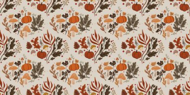 Güz Kış Şablonu Kapak, Bayrak ve Notlar için Arkaplan Çizimi. Sonbahar Estetik Arkaplanı. Bitki ve Çiçek Desenli Arkaplan. 