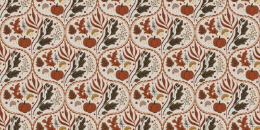 Güz Kış Şablonu Kapak, Bayrak ve Notlar için Arkaplan Çizimi. Sonbahar Estetik Arkaplanı. Bitki ve Çiçek Desenli Arkaplan. 