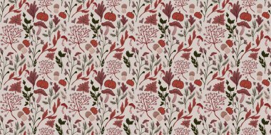 Güz Kış Şablonu Kapak, Bayrak ve Notlar için Arkaplan Çizimi. Sonbahar Estetik Arkaplanı. Bitki ve Çiçek Desenli Arkaplan. 