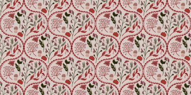 Güz Kış Şablonu Kapak, Bayrak ve Notlar için Arkaplan Çizimi. Sonbahar Estetik Arkaplanı. Bitki ve Çiçek Desenli Arkaplan. 