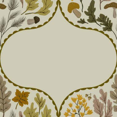 Güz Kış Şablonu Kapak, Bayrak ve Notlar için Arkaplan Çizimi. Sonbahar Estetik Arkaplanı. Bitki ve Çiçek Desenli Arkaplan. 