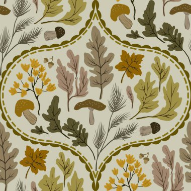 Güz Kış Şablonu Kapak, Bayrak ve Notlar için Arkaplan Çizimi. Sonbahar Estetik Arkaplanı. Bitki ve Çiçek Desenli Arkaplan. 