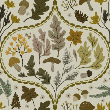 Güz Kış Şablonu Kapak, Bayrak ve Notlar için Arkaplan Çizimi. Sonbahar Estetik Arkaplanı. Bitki ve Çiçek Desenli Arkaplan. 