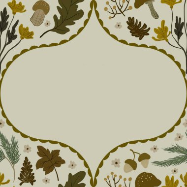 Güz Kış Şablonu Kapak, Bayrak ve Notlar için Arkaplan Çizimi. Sonbahar Estetik Arkaplanı. Bitki ve Çiçek Desenli Arkaplan. 