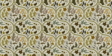 Güz Kış Şablonu Kapak, Bayrak ve Notlar için Arkaplan Çizimi. Sonbahar Estetik Arkaplanı. Bitki ve Çiçek Desenli Arkaplan. 