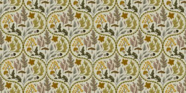 Güz Kış Şablonu Kapak, Bayrak ve Notlar için Arkaplan Çizimi. Sonbahar Estetik Arkaplanı. Bitki ve Çiçek Desenli Arkaplan. 