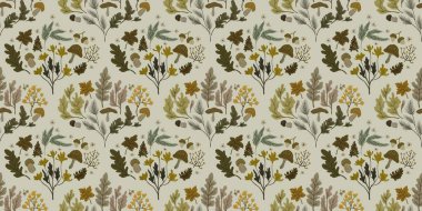 Güz Kış Şablonu Kapak, Bayrak ve Notlar için Arkaplan Çizimi. Sonbahar Estetik Arkaplanı. Bitki ve Çiçek Desenli Arkaplan. 