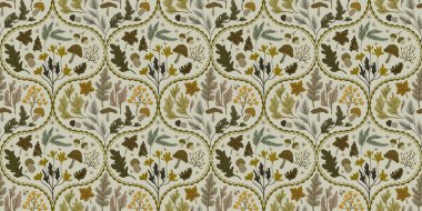 Güz Kış Şablonu Kapak, Bayrak ve Notlar için Arkaplan Çizimi. Sonbahar Estetik Arkaplanı. Bitki ve Çiçek Desenli Arkaplan. 