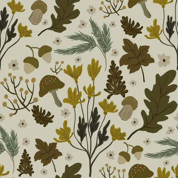 Güz Kış Şablonu Kapak, Bayrak ve Notlar için Arkaplan Çizimi. Sonbahar Estetik Arkaplanı. Bitki ve Çiçek Desenli Arkaplan. 