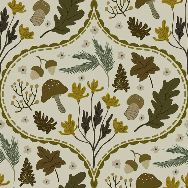 Güz Kış Şablonu Kapak, Bayrak ve Notlar için Arkaplan Çizimi. Sonbahar Estetik Arkaplanı. Bitki ve Çiçek Desenli Arkaplan. 