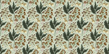 Güz Kış Şablonu Kapak, Bayrak ve Notlar için Arkaplan Çizimi. Sonbahar Estetik Arkaplanı. Bitki ve Çiçek Desenli Arkaplan. 