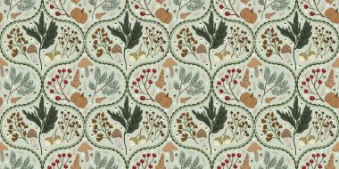 Güz Kış Şablonu Kapak, Bayrak ve Notlar için Arkaplan Çizimi. Sonbahar Estetik Arkaplanı. Bitki ve Çiçek Desenli Arkaplan. 