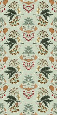 Güz Kış Şablonu Kapak, Bayrak ve Notlar için Arkaplan Çizimi. Sonbahar Estetik Arkaplanı. Bitki ve Çiçek Desenli Arkaplan. 