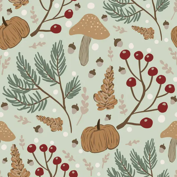 Güz Kış Şablonu Kapak, Bayrak ve Notlar için Arkaplan Çizimi. Sonbahar Estetik Arkaplanı. Bitki ve Çiçek Desenli Arkaplan. 