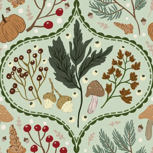 Güz Kış Şablonu Kapak, Bayrak ve Notlar için Arkaplan Çizimi. Sonbahar Estetik Arkaplanı. Bitki ve Çiçek Desenli Arkaplan. 