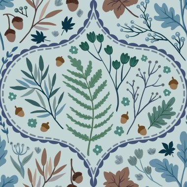 Güz Kış Şablonu Kapak, Bayrak ve Notlar için Arkaplan Çizimi. Sonbahar Estetik Arkaplanı. Bitki ve Çiçek Desenli Arkaplan. 