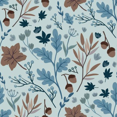 Güz Kış Şablonu Kapak, Bayrak ve Notlar için Arkaplan Çizimi. Sonbahar Estetik Arkaplanı. Bitki ve Çiçek Desenli Arkaplan. 