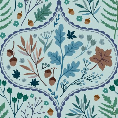 Güz Kış Şablonu Kapak, Bayrak ve Notlar için Arkaplan Çizimi. Sonbahar Estetik Arkaplanı. Bitki ve Çiçek Desenli Arkaplan. 