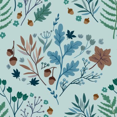 Güz Kış Şablonu Kapak, Bayrak ve Notlar için Arkaplan Çizimi. Sonbahar Estetik Arkaplanı. Bitki ve Çiçek Desenli Arkaplan. 