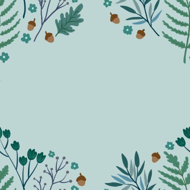 Güz Kış Şablonu Kapak, Bayrak ve Notlar için Arkaplan Çizimi. Sonbahar Estetik Arkaplanı. Bitki ve Çiçek Desenli Arkaplan. 