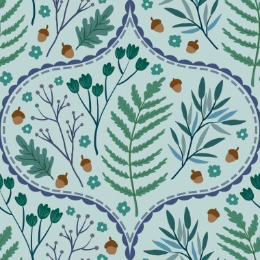 Güz Kış Şablonu Kapak, Bayrak ve Notlar için Arkaplan Çizimi. Sonbahar Estetik Arkaplanı. Bitki ve Çiçek Desenli Arkaplan. 