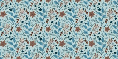 Güz Kış Şablonu Kapak, Bayrak ve Notlar için Arkaplan Çizimi. Sonbahar Estetik Arkaplanı. Bitki ve Çiçek Desenli Arkaplan. 