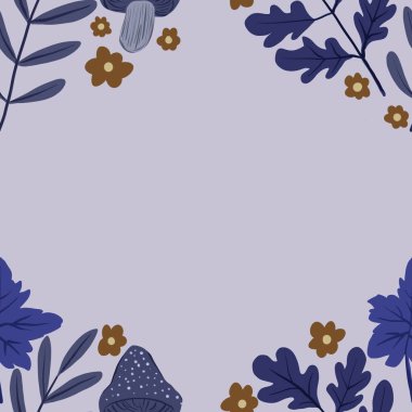 Güz Kış Şablonu Kapak, Bayrak ve Notlar için Arkaplan Çizimi. Sonbahar Estetik Arkaplanı. Bitki ve Çiçek Desenli Arkaplan. 