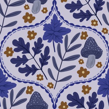 Güz Kış Şablonu Kapak, Bayrak ve Notlar için Arkaplan Çizimi. Sonbahar Estetik Arkaplanı. Bitki ve Çiçek Desenli Arkaplan. 