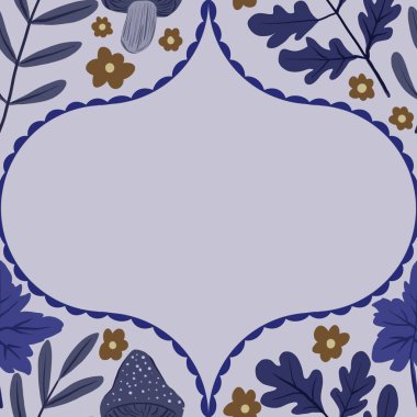 Güz Kış Şablonu Kapak, Bayrak ve Notlar için Arkaplan Çizimi. Sonbahar Estetik Arkaplanı. Bitki ve Çiçek Desenli Arkaplan. 