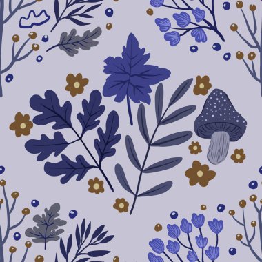 Güz Kış Şablonu Kapak, Bayrak ve Notlar için Arkaplan Çizimi. Sonbahar Estetik Arkaplanı. Bitki ve Çiçek Desenli Arkaplan. 