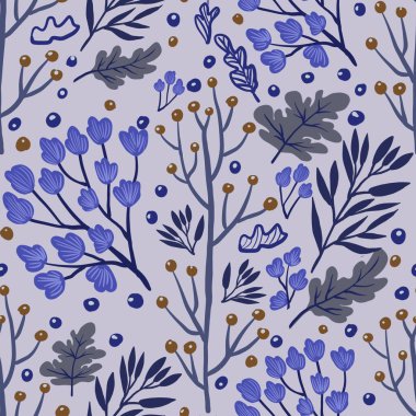 Güz Kış Şablonu Kapak, Bayrak ve Notlar için Arkaplan Çizimi. Sonbahar Estetik Arkaplanı. Bitki ve Çiçek Desenli Arkaplan. 