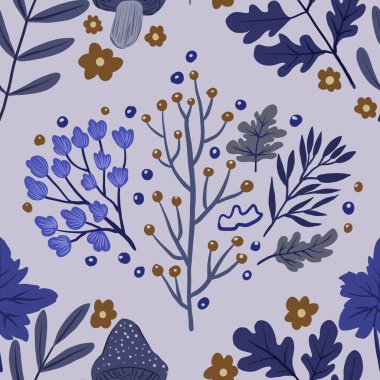 Güz Kış Şablonu Kapak, Bayrak ve Notlar için Arkaplan Çizimi. Sonbahar Estetik Arkaplanı. Bitki ve Çiçek Desenli Arkaplan. 