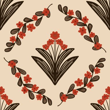 Güz Kış Şablonu Kapak, Bayrak ve Notlar için Arkaplan Çizimi. Sonbahar Estetik Arkaplanı. Bitki ve Çiçek Desenli Arkaplan. 