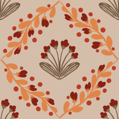 Güz Kış Şablonu Kapak, Bayrak ve Notlar için Arkaplan Çizimi. Sonbahar Estetik Arkaplanı. Bitki ve Çiçek Desenli Arkaplan. 