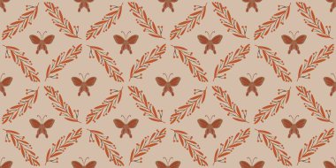 Güz Kış Şablonu Kapak, Bayrak ve Notlar için Arkaplan Çizimi. Sonbahar Estetik Arkaplanı. Bitki ve Çiçek Desenli Arkaplan. 