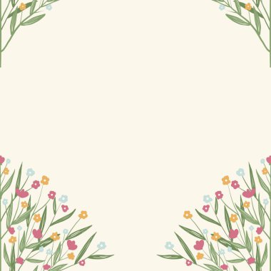 Kapak, Bayrak ve Notlar için Doğa Örnekleri Arka plan İllüstrasyonu. Sonbahar Estetik Arkaplanı. Bitki ve Çiçek Desenli Arkaplan.