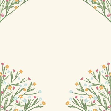 Kapak, Bayrak ve Notlar için Doğa Örnekleri Arka plan İllüstrasyonu. Sonbahar Estetik Arkaplanı. Bitki ve Çiçek Desenli Arkaplan.