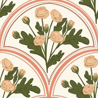 Kapak, Bayrak ve Notlar için Doğa Örnekleri Arka plan İllüstrasyonu. Sonbahar Estetik Arkaplanı. Bitki ve Çiçek Desenli Arkaplan.