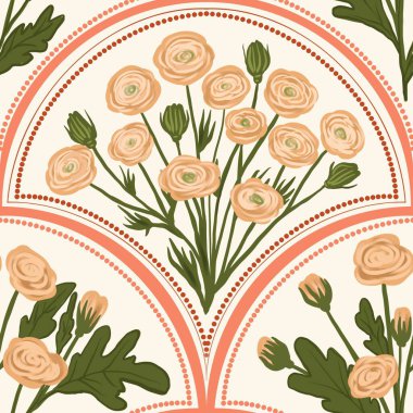 Kapak, Bayrak ve Notlar için Doğa Örnekleri Arka plan İllüstrasyonu. Sonbahar Estetik Arkaplanı. Bitki ve Çiçek Desenli Arkaplan.