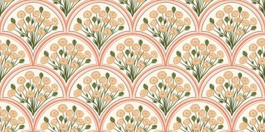 Kapak, Bayrak ve Notlar için Doğa Örnekleri Arka plan İllüstrasyonu. Sonbahar Estetik Arkaplanı. Bitki ve Çiçek Desenli Arkaplan.