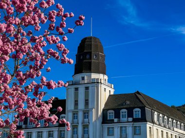 Kiraz çiçeği mevsiminde Bad Neuenahr 'da bir bina