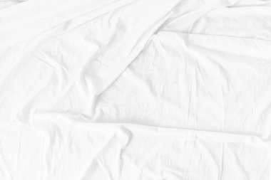 Buruşuk beyaz kumaş dokusu, kırışık beyaz bez yüzey arkaplanı