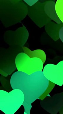 Soyut arkaplan zarif yeşil renkli uçan kalpler