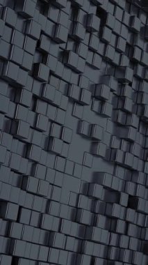 Gri küp şişliği. Hareketli grafiksiz döngü grafiksel soyut geometrik arkaplan