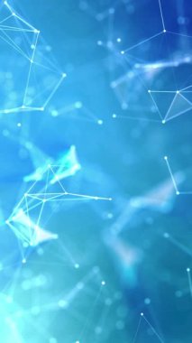 3D Render soyut arkaplan noktası ve siber fütüristik veri ağı konsepti için bir bağlantı hattı, koyu ve tahıl işlemeli Soyut Renkli Grafikler