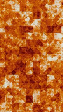 Kareler ve üçgenlerle turuncu geometrik desen yavaş yavaş değişiyor. Teknoloji, sanat ve soyut görsellerle ilgili projeler için ideal görüntü