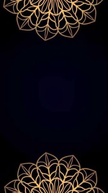 Koyu arkaplanda altın oryantal mandala dönüş animasyonu. Mandala animasyonlu kraliyet geçmişi. İslam animasyon videosu